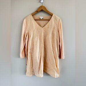 J. Jill Women’s Small Natural Organic Linen Coastal Peach Breathable Summer Top